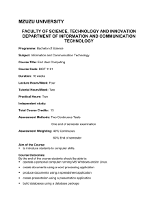 End User Computing Course Syllabus - Mzuzu University