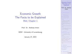 Economic Growth: Facts and Measurement