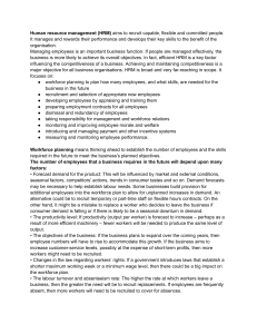 Human Resource Management: Workforce Planning & Recruitment