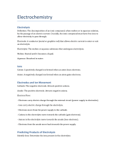 Electrochemistry: Electrolysis Study Guide