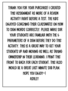 ASL Review Activity: Sign Language Coaching for Students