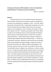 Confucianism, Capitalism & Chinese Economic Development