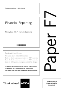 Financial Reporting (Paper F7) March/June 2017 &ndash; Sample Questions & Answers
