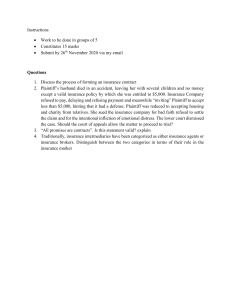 Insurance Contract Law Assignment Questions - Group Work
