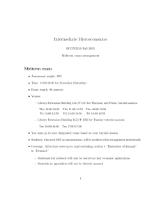 ECON2210 Intermediate Microeconomics Midterm Exam Arrangement Fall 2025