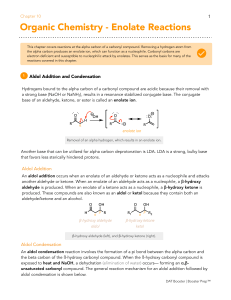 Enolate Reactions: Aldol, Claisen, Michael Additions