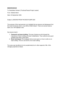 Bootcamp 2025 Lessons: Teamwork & Exam Techniques Memorandum