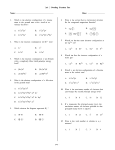 Unit 3 Bonding Practice Test - Electron Configuration & Bonds
