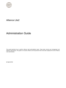 Alliance Lite2 Administration Guide: User Management & Reference Data Setups