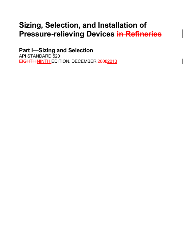 API Standard 520: Sizing & Selection of Pressure-Relieving Devices in ...
