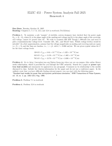 ELEC 453 Power System Analysis Homework 4 - Fall 2025
