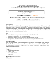 Honda 4-Stroke Engine Disassembly & 4 Bar Mechanism Lab Manual