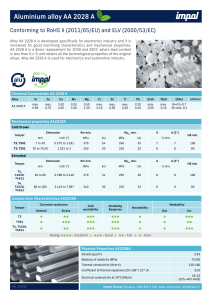 AA 2028 A Aluminium Alloy Datasheet: Properties & Composition