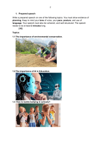 Prepared Speech Topics: Environment, AI, Bullying