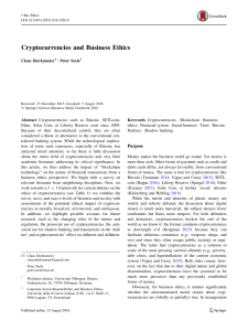 Cryptocurrencies & Business Ethics: Impact on Financial Transactions