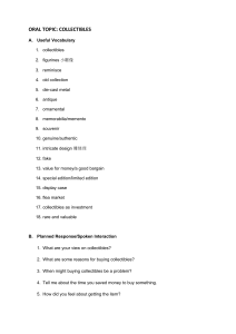 Oral Topic: Collectibles - Vocabulary & Discussion Questions