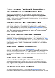 Explore Luxury and Precision with Ramesh Watch – Your Destination for Premium Watches in India