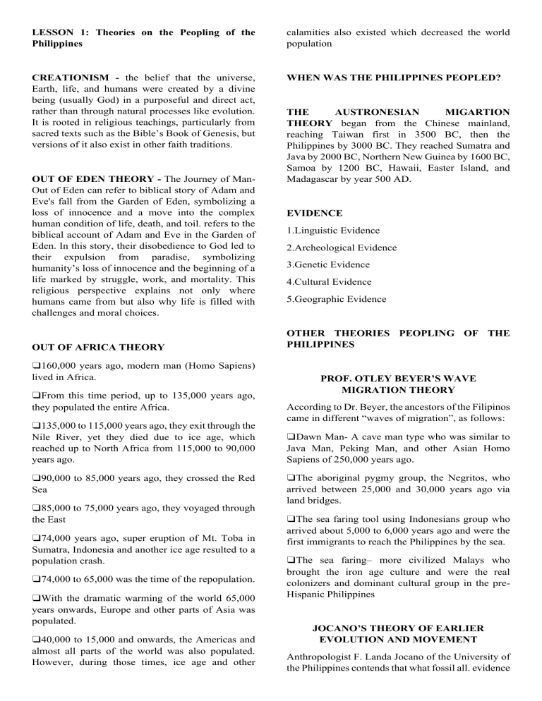 Peopling of the Philippines: Theories & Origins