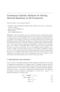 Maxwell Equations: Galerkin Methods in 3D Geometries