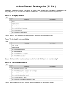 Animal Themed Scattergories B1 