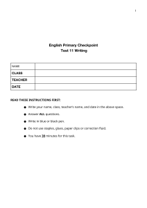 English Primary Checkpoint Test 11 Writing