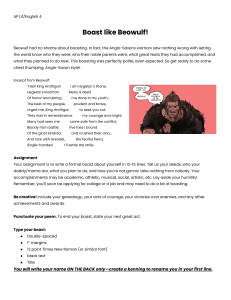 Beowulf Boast Assignment: Anglo-Saxon Poetry & Creative Writing