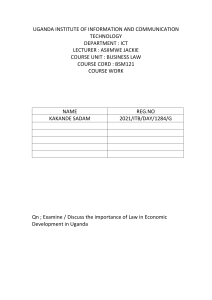 Law's Role in Uganda's Economic Development | Business Law Coursework