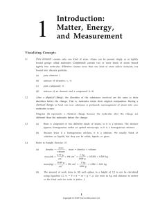 Chemistry Solutions: Matter, Energy, Measurement (Chapter 1)
