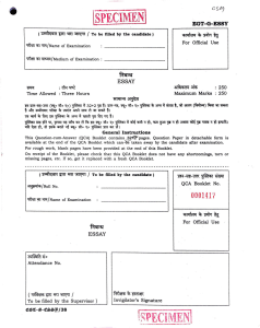 Essay Examination Booklet: Instructions & Topics for Competitive Exams