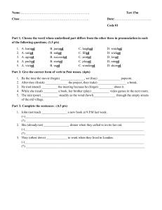 English Grammar Test: Past Tenses & Pronunciation (-ed) - Code 01