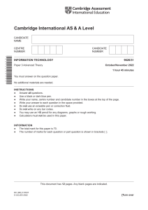 IT Advanced Theory Exam Paper - Cambridge A Level 9626/31