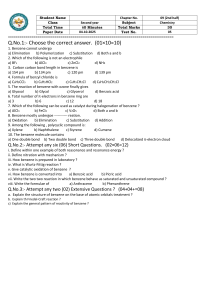 Chemistry Test Paper: Benzene & Aromatic Compounds (Chapter 9)