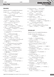 English File Pre-intermediate Entry Test