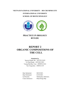 Organic Compositions of the Cell: Lab Report