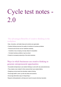 Business Cycle Test Notes 2.0: Creative Thinking, Problem-Solving & SWOT