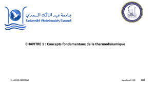Concepts fondamentaux de la thermodynamique : Cours