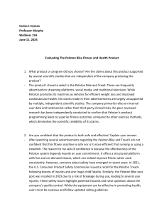 Peloton Bike Fitness & Health Product Evaluation: Safety, Claims & Marketing