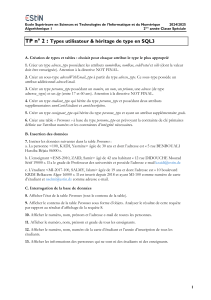 TP 2 : Types utilisateur & h&eacute;ritage en SQL3