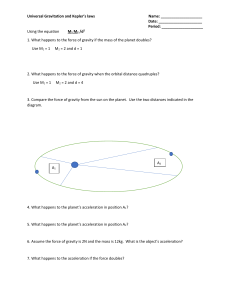 Universal Gravitation & Kepler's Laws Physics Worksheet