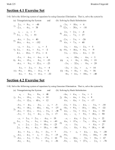 Gaussian Elimination Exercises: Math 225