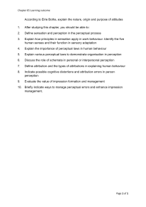 Chapter 05 Learning Outcomes: Perception, Attitudes & Attribution