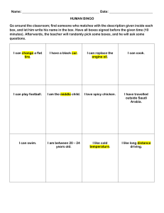 Human Bingo Classroom Icebreaker Game Activity Sheet