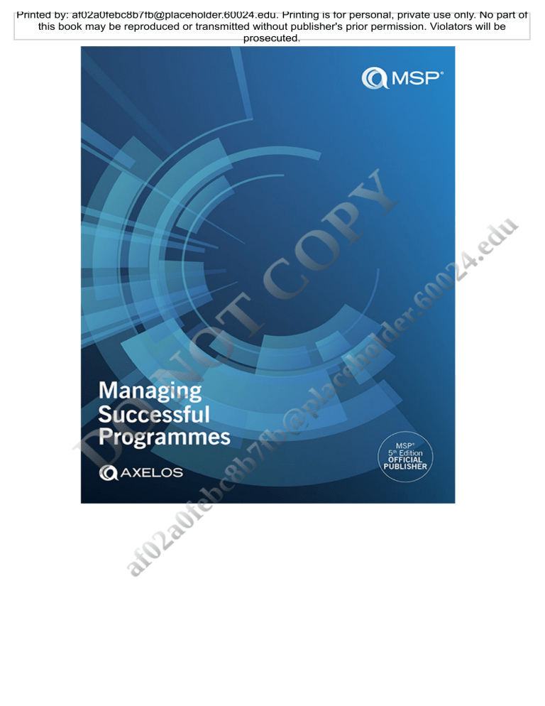 Managing Successful Programmes (MSP) Textbook