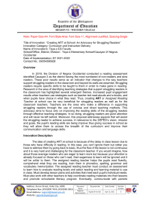 Creating ART at School: Reading Intervention Program