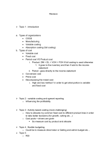 Managerial Accounting Revision Outline: Costing, Budgeting, Performance