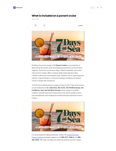 What is included on a ponant cruise +1–800–837–4460 or +1–800–406–8495