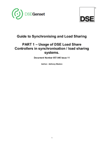 Guide to Synchronising and Load Sharing with DSE Controllers