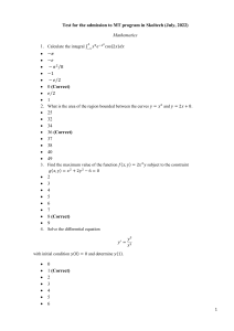 Skoltech MT Program Admission Exam - Math & Physics