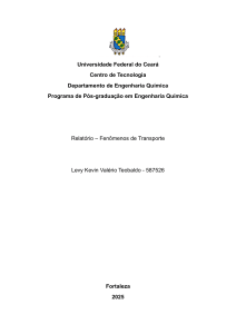 Relat&oacute;rio Fen&ocirc;menos de Transporte: Escoamento Laminar e Turbulento