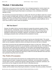 CECN104 Module 1: Introduction to Economics & Scarcity
